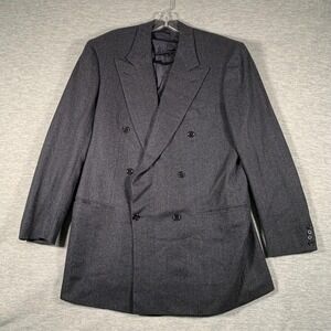 Brioni Blazer Mens 42 Herringbone Wool Cashmere Double Breasted Sport Coat Italy